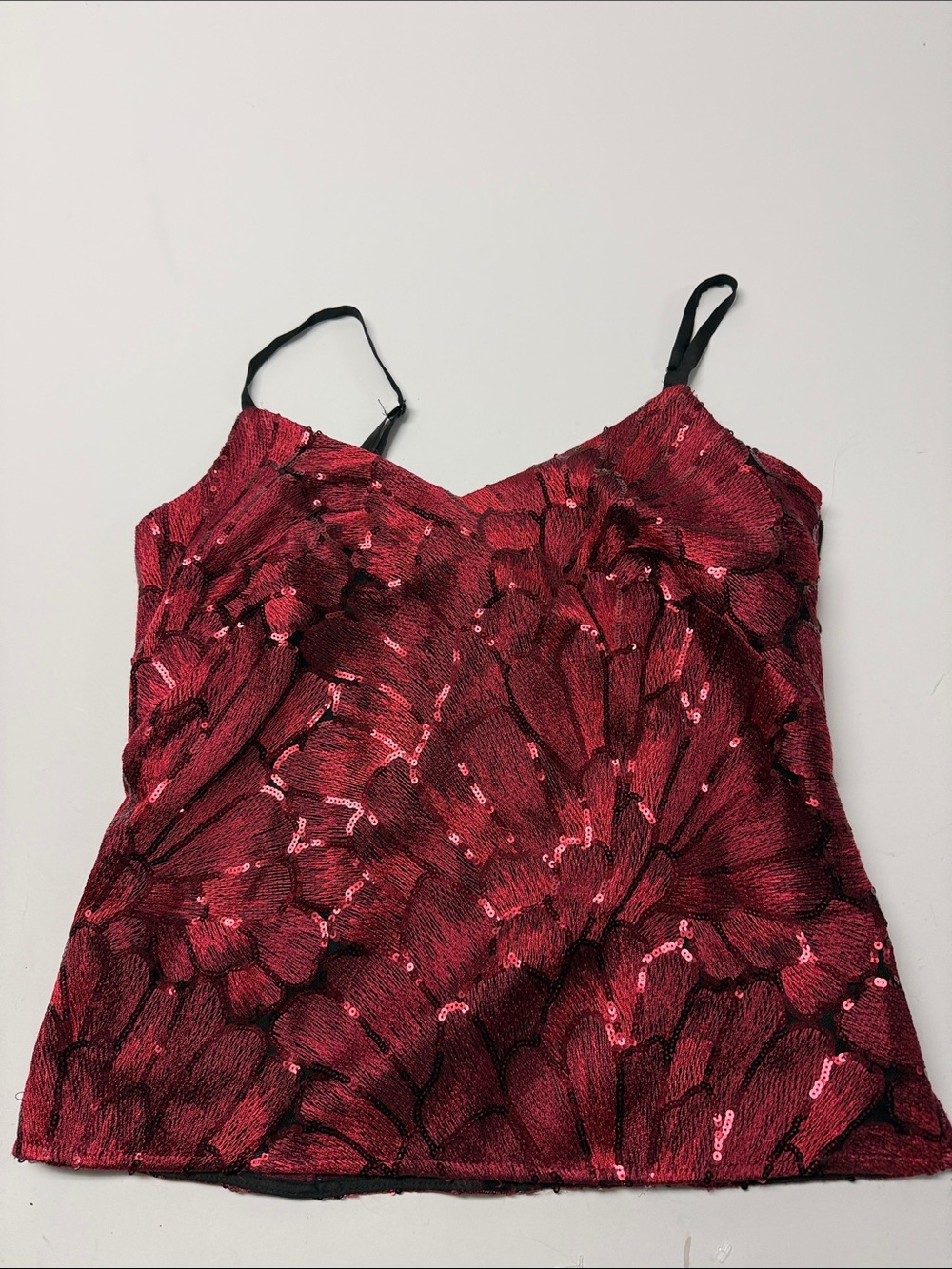 White House Black Market Red Sequin Floral Cami